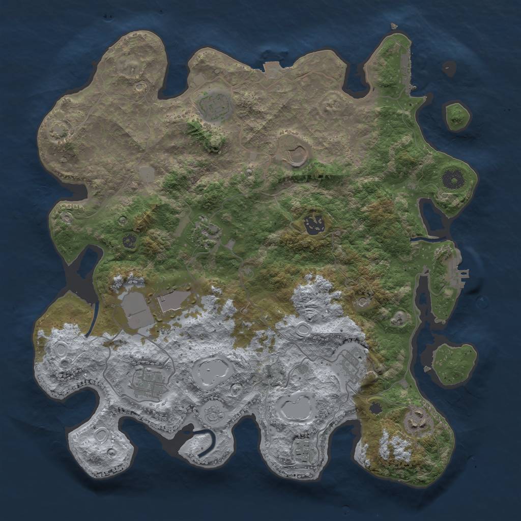 Rust Map: Procedural Map, Size: 3700, Seed: 20282110, 17 Monuments