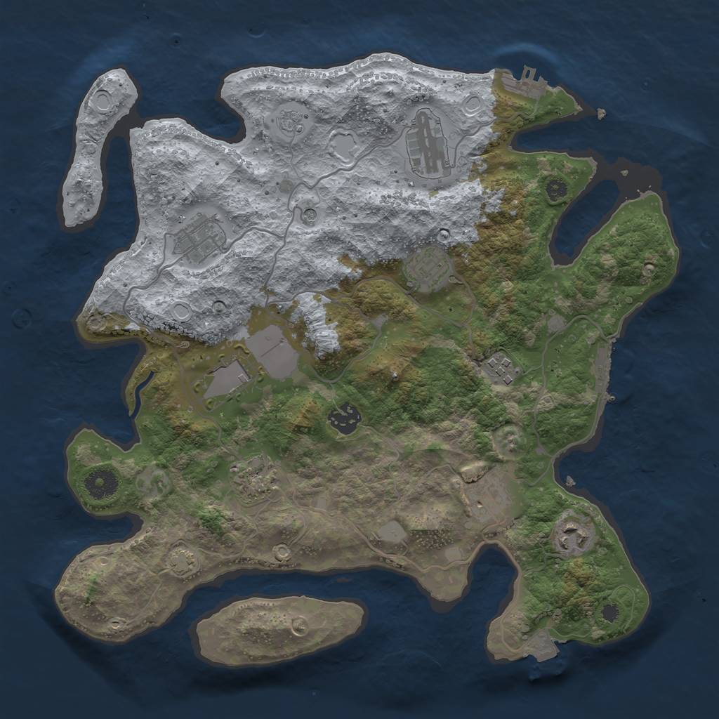 Rust Map: Procedural Map, Size: 3500, Seed: 1043029531, 17 Monuments