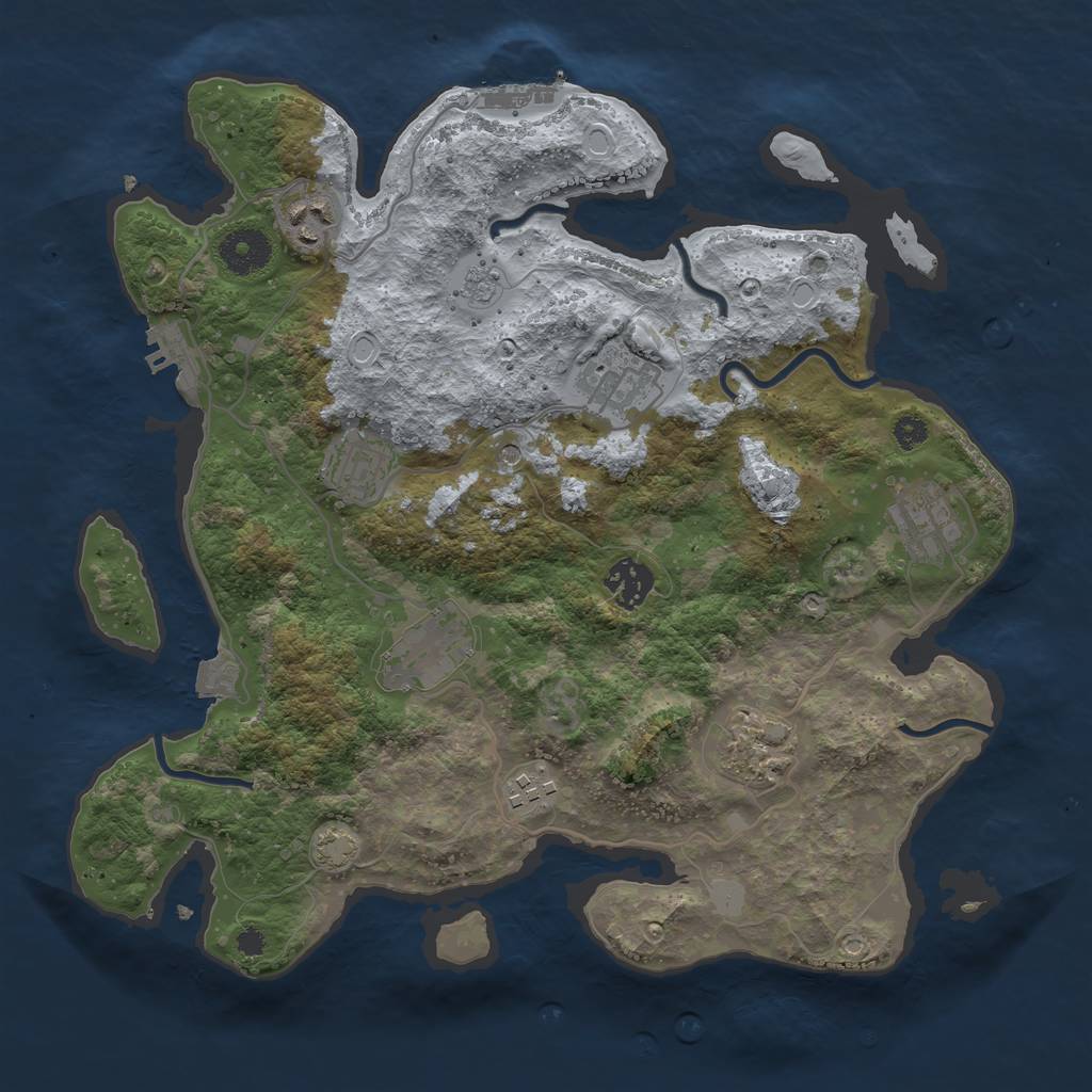 Rust Map: Procedural Map, Size: 3400, Seed: 33340498, 16 Monuments