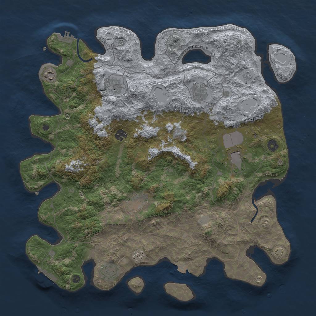 Rust Map: Procedural Map, Size: 4100, Seed: 36774251, 16 Monuments