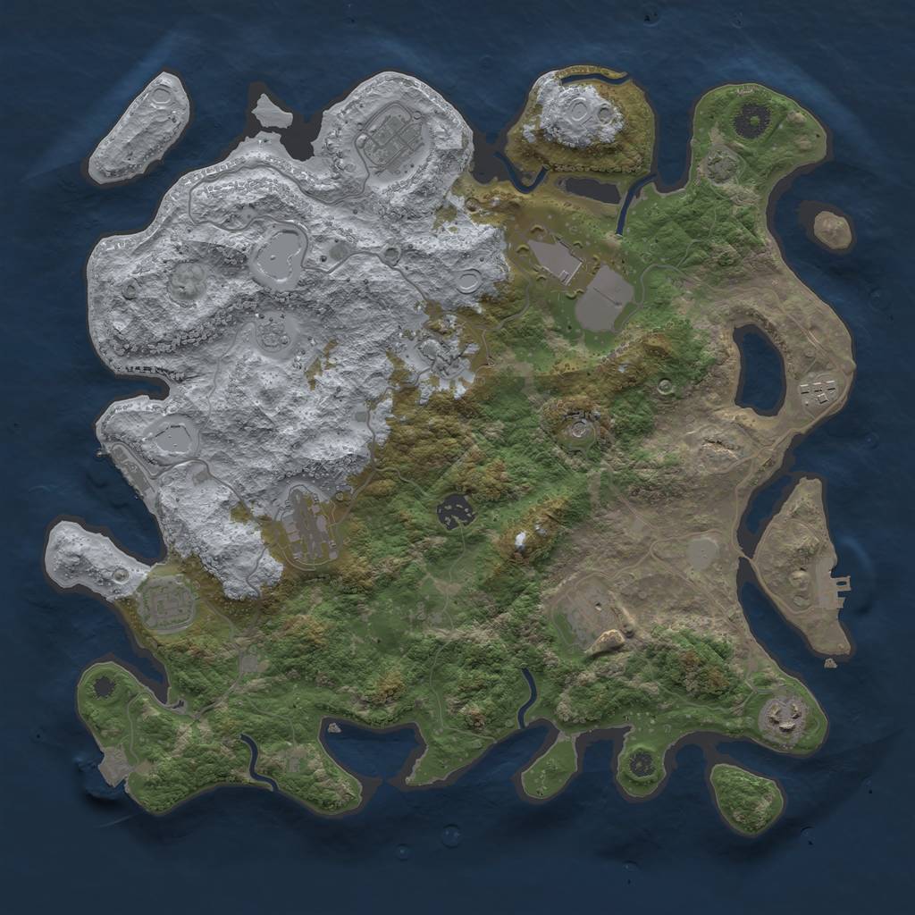 Rust Map: Procedural Map, Size: 3850, Seed: 25263163, 17 Monuments