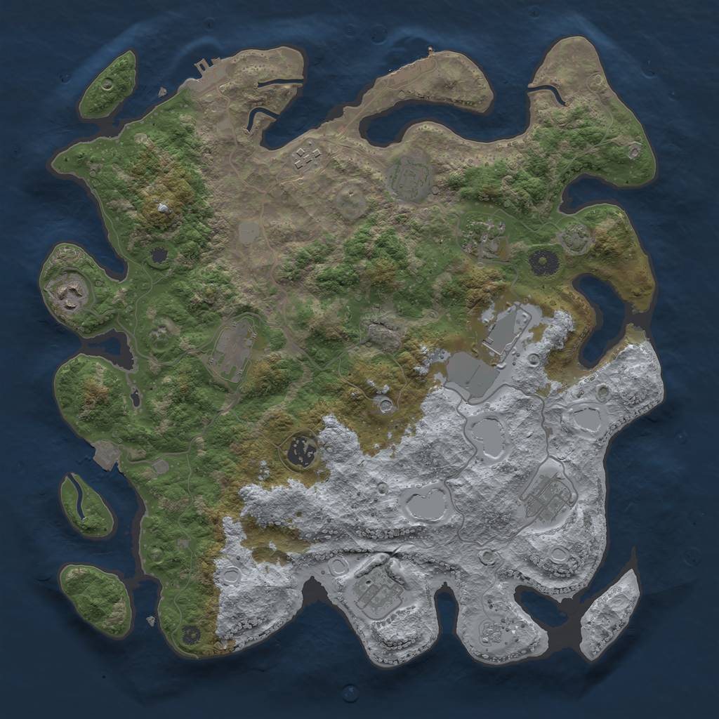 Rust Map: Procedural Map, Size: 3800, Seed: 76239867, 17 Monuments