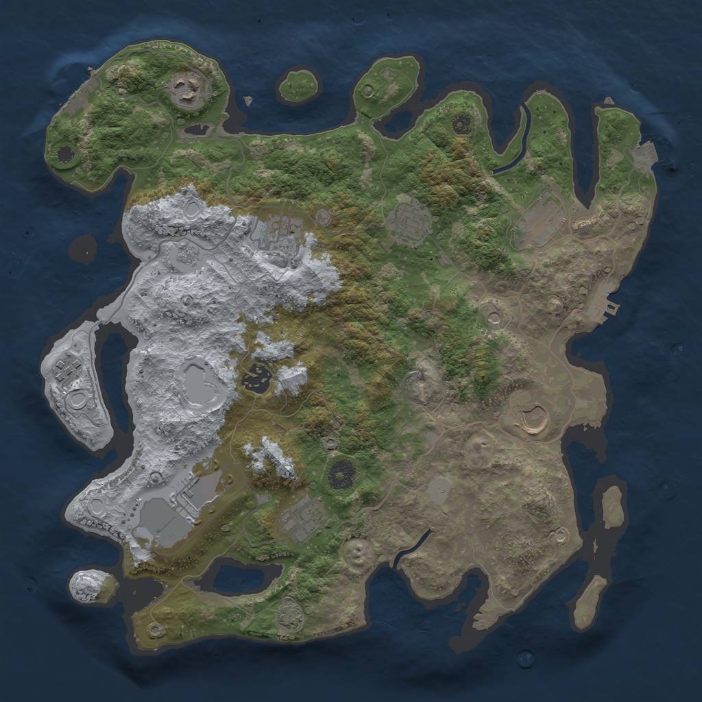 Rust Map: Procedural Map, Size: 3650, Seed: 38483260, 17 Monuments