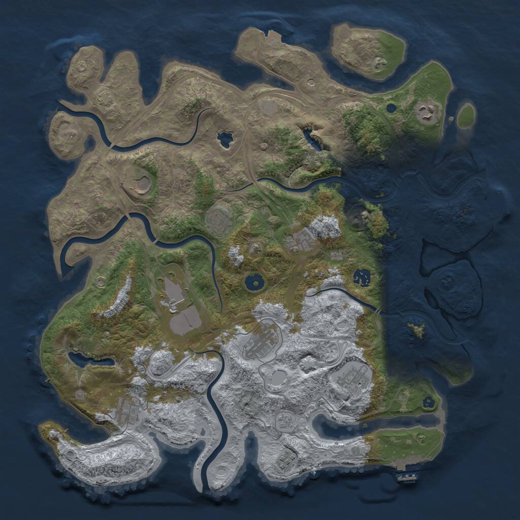 Rust Map: Procedural Map, Size: 4300, Seed: 32349735, 16 Monuments