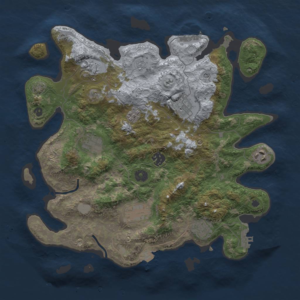 Rust Map: Procedural Map, Size: 3450, Seed: 81151752, 16 Monuments