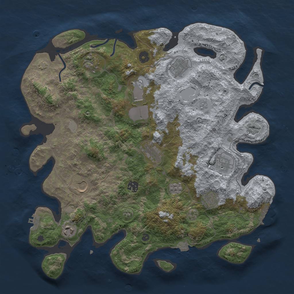 Rust Map: Procedural Map, Size: 3900, Seed: 9816889, 17 Monuments