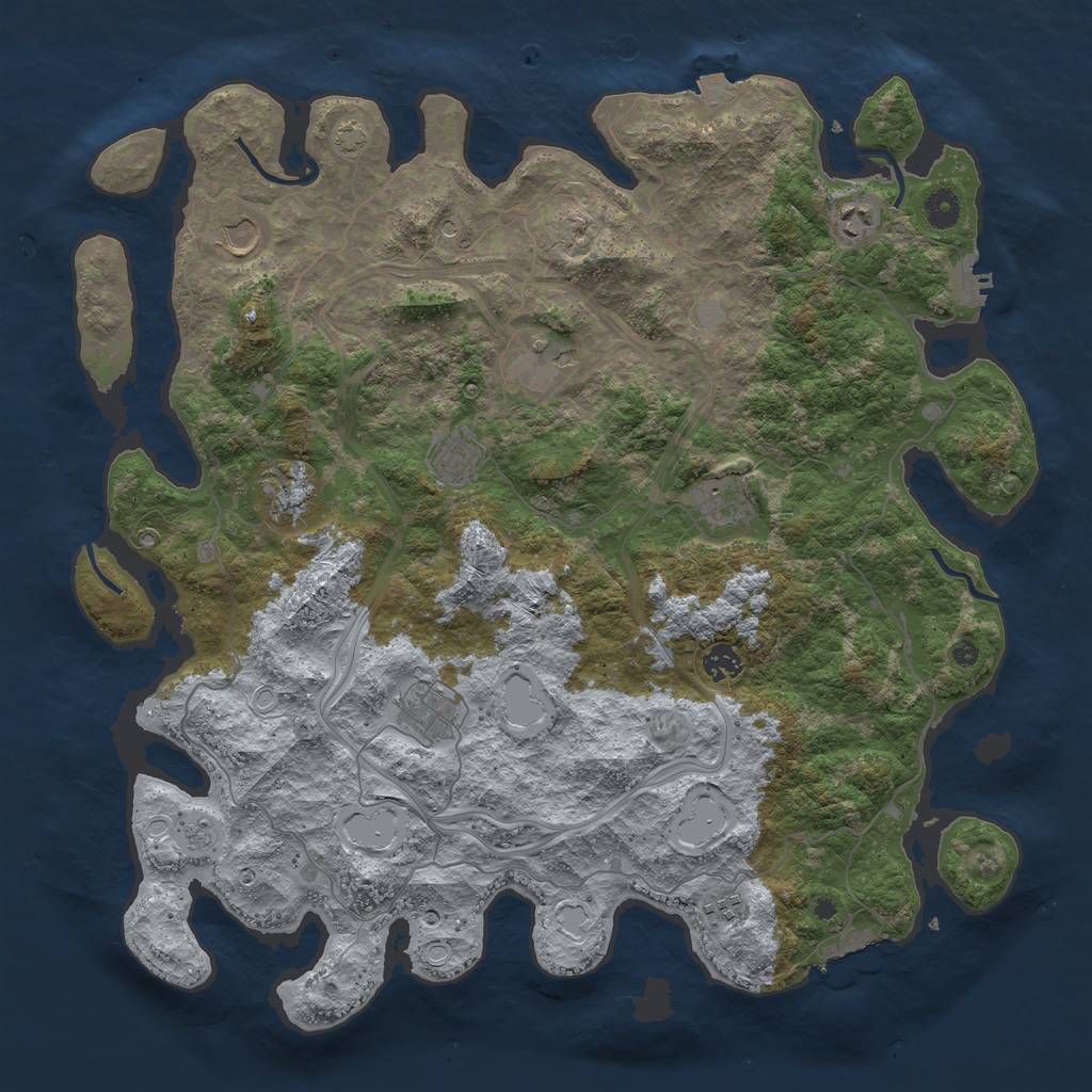 Rust Map: Procedural Map, Size: 4400, Seed: 91829180, 17 Monuments