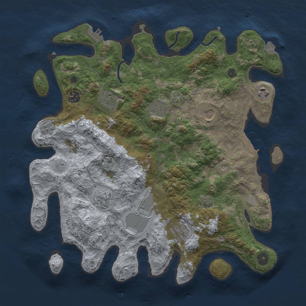 Rust Map: Procedural Map, Size: 3800, Seed: 73629466, 17 Monuments