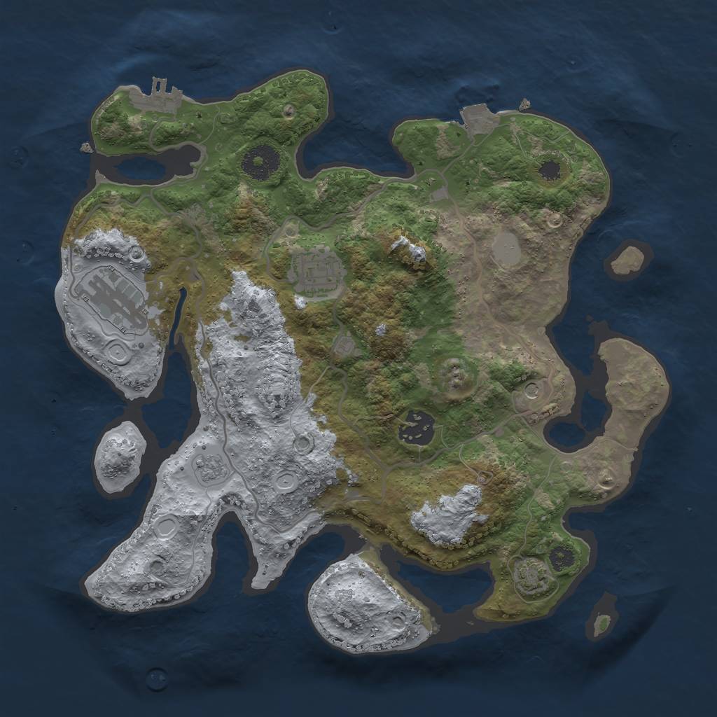 Rust Map: Procedural Map, Size: 3000, Seed: 30926, 10 Monuments