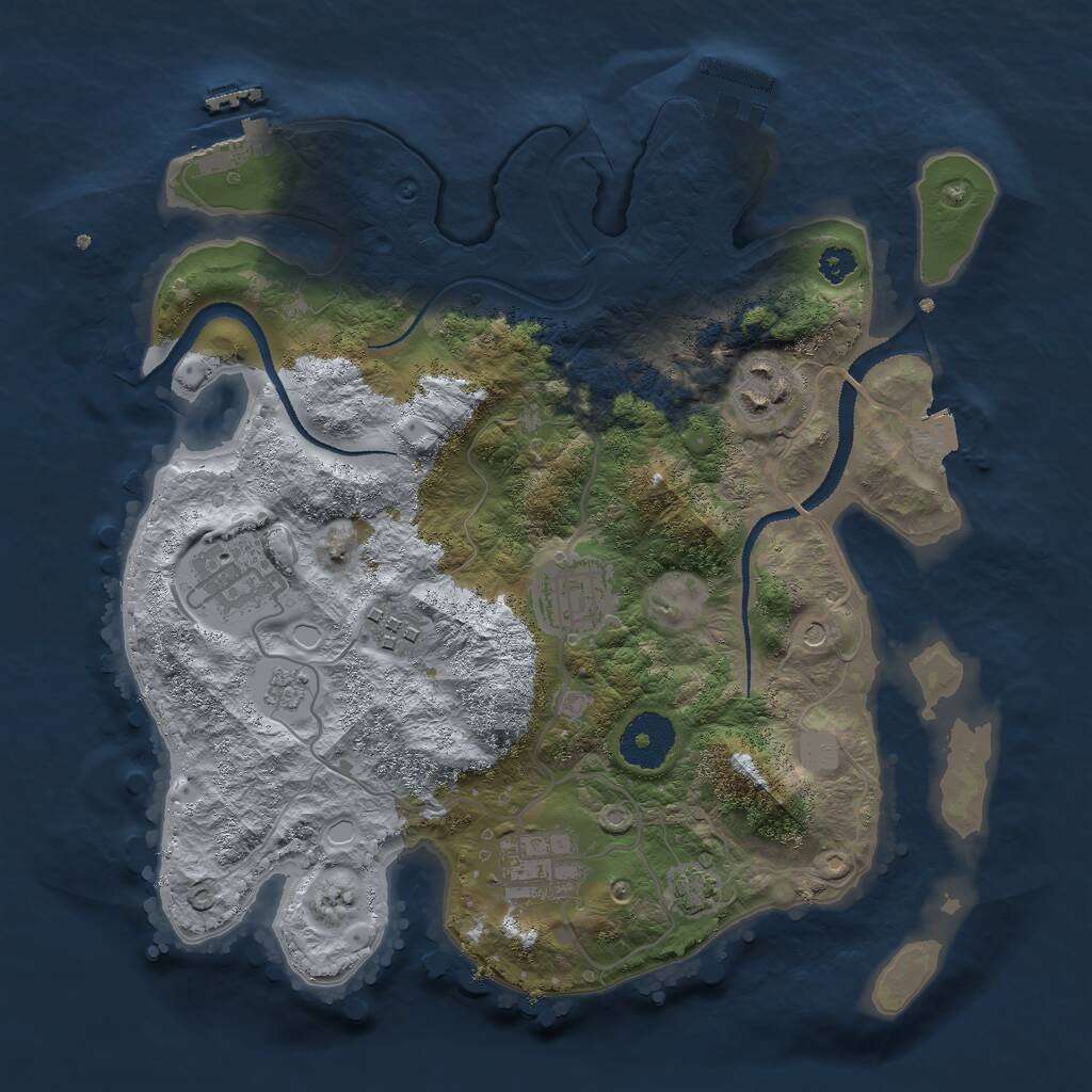 Rust Map: Procedural Map, Size: 3000, Seed: 9061985, 11 Monuments