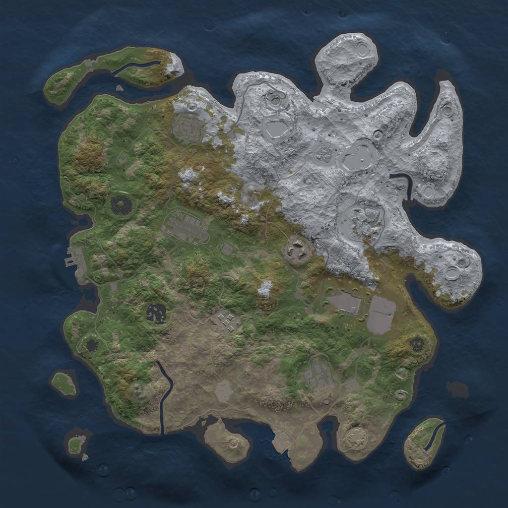 Rust Map: Procedural Map, Size: 3600, Seed: 65127757, 15 Monuments