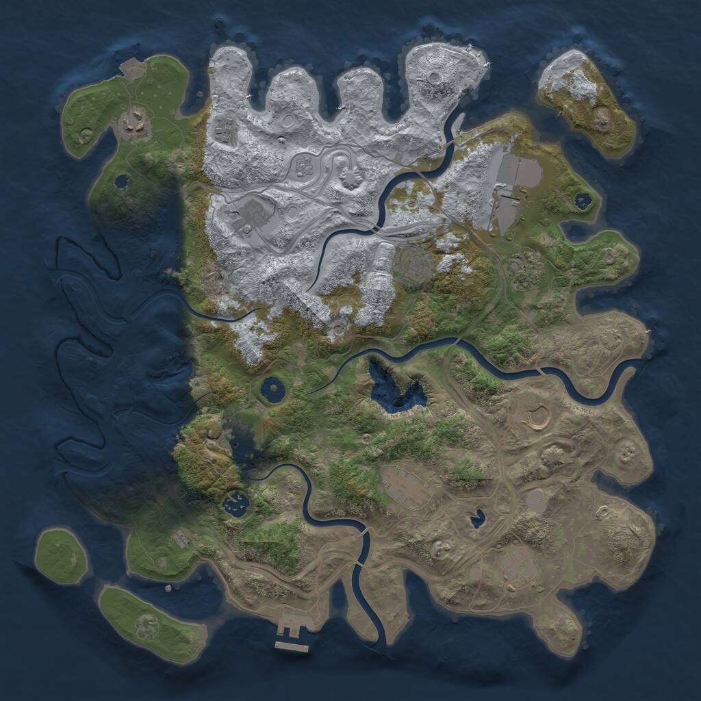 Rust Map: Procedural Map, Size: 4250, Seed: 84386681, 16 Monuments