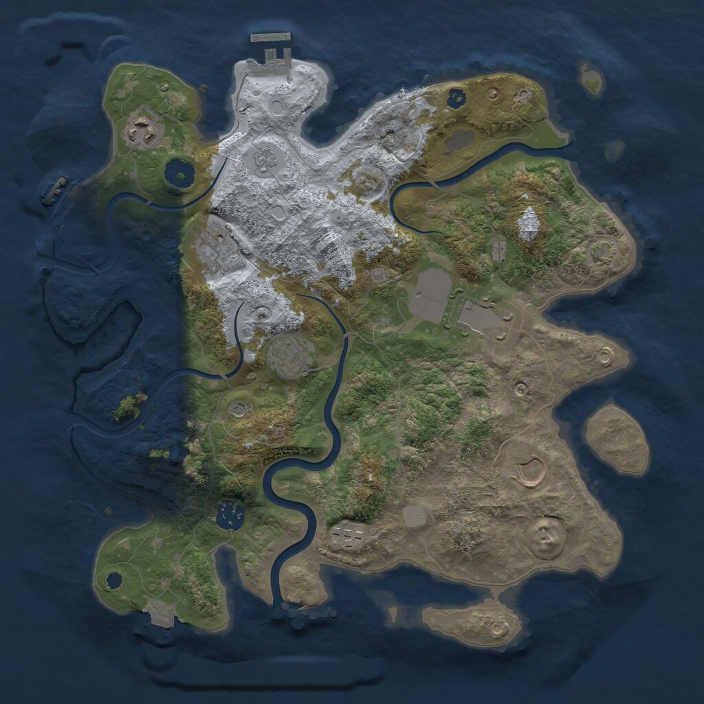 Rust Map: Procedural Map, Size: 3550, Seed: 60492501, 13 Monuments