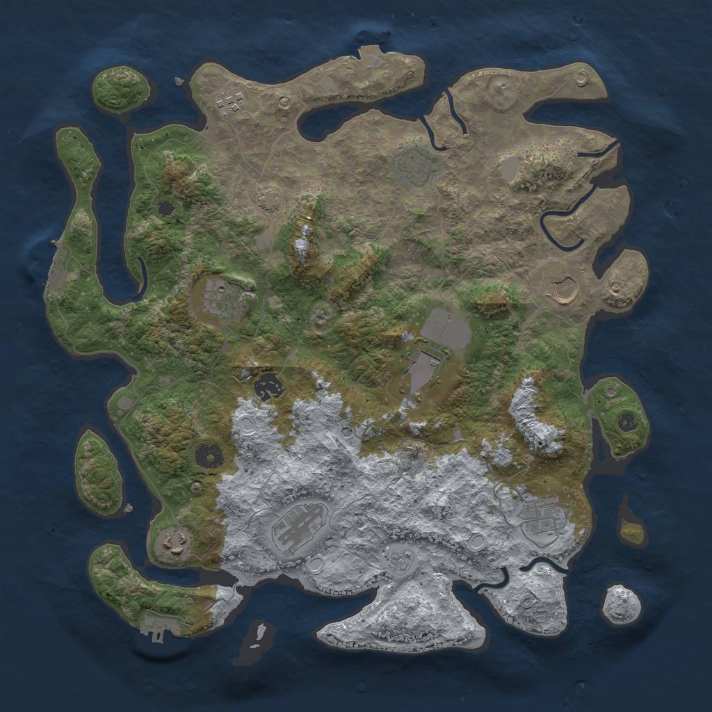 Rust Map: Procedural Map, Size: 3900, Seed: 61571332, 17 Monuments