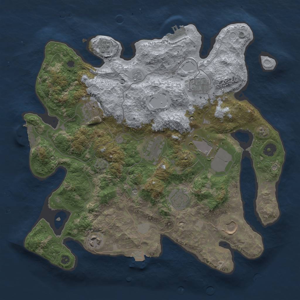 Rust Map: Procedural Map, Size: 3500, Seed: 979632824, 16 Monuments