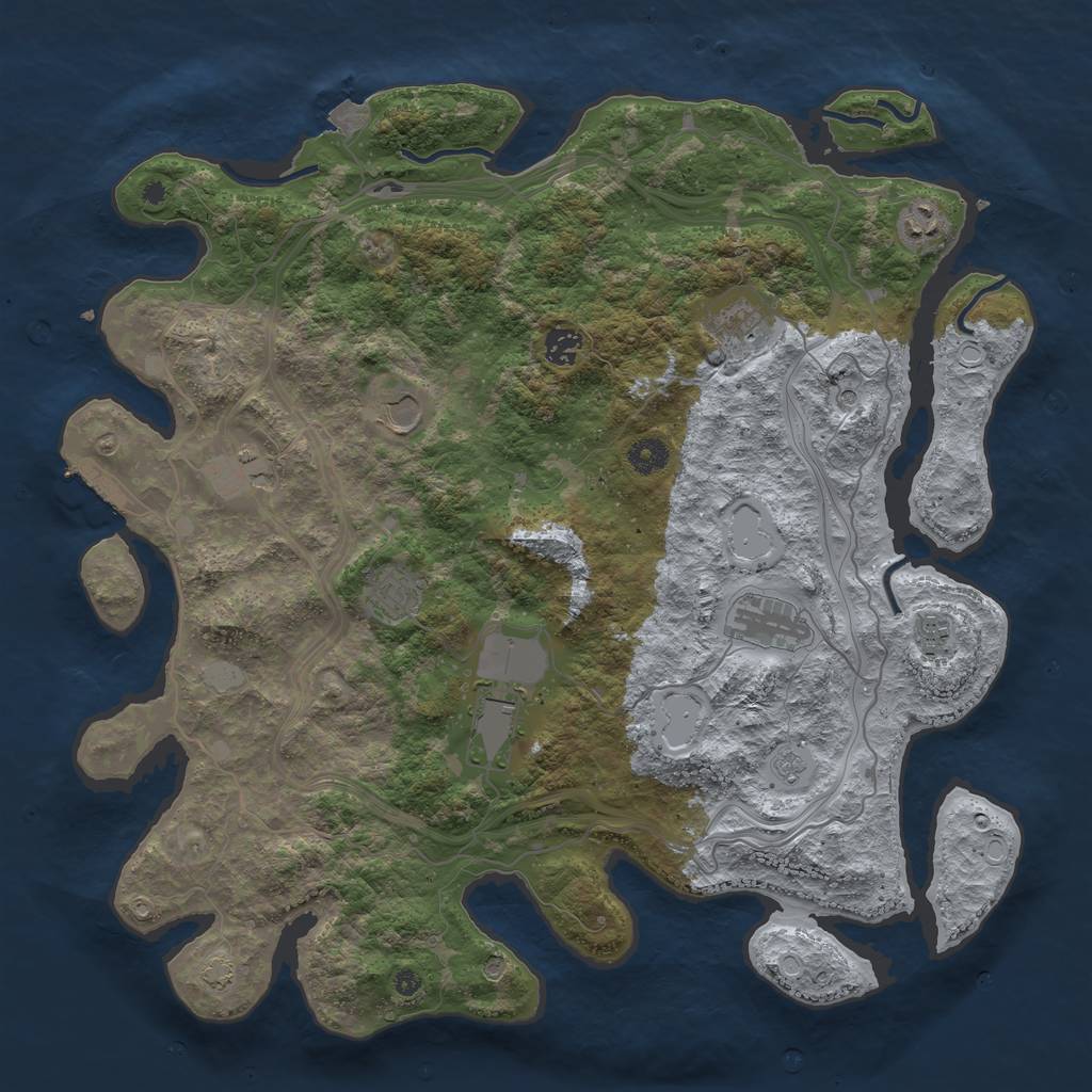 Rust Map: Procedural Map, Size: 4250, Seed: 1223365534, 16 Monuments