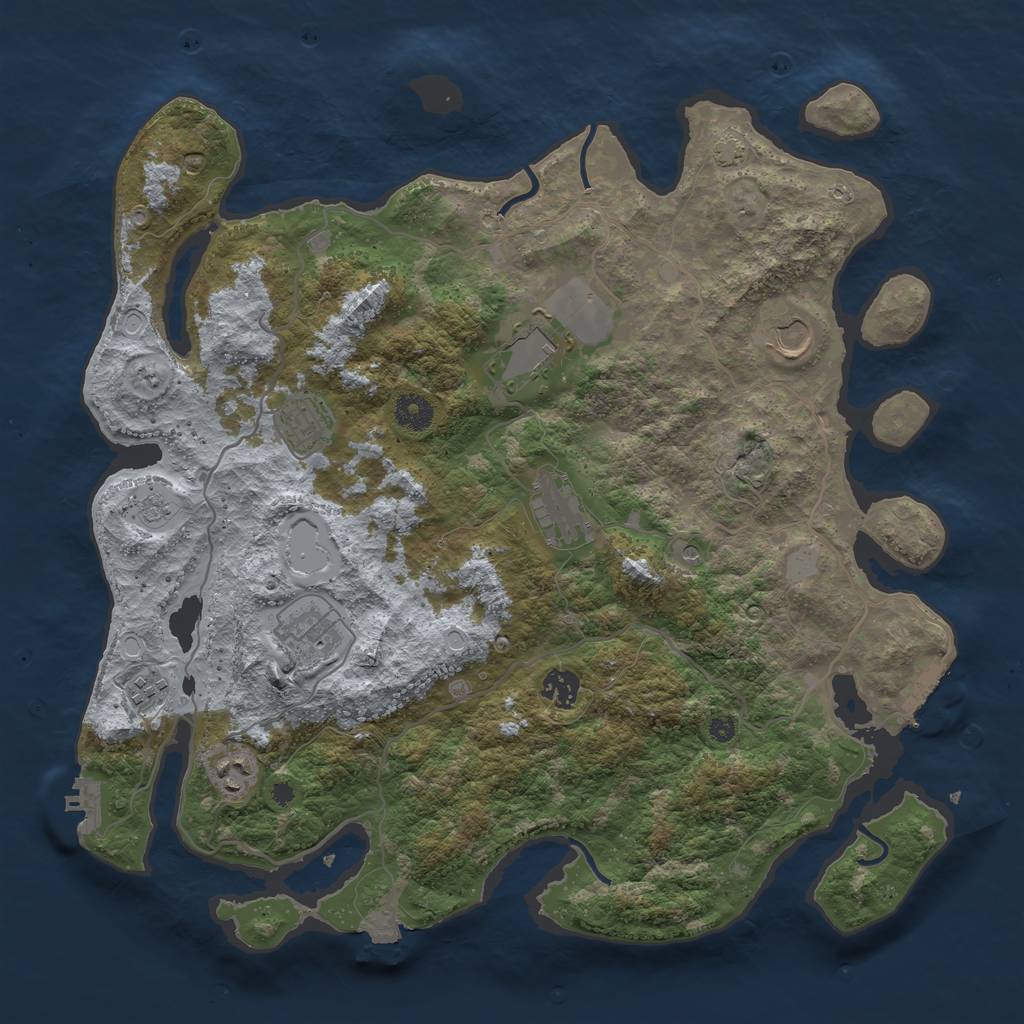 Rust Map: Procedural Map, Size: 4000, Seed: 1987651904, 16 Monuments