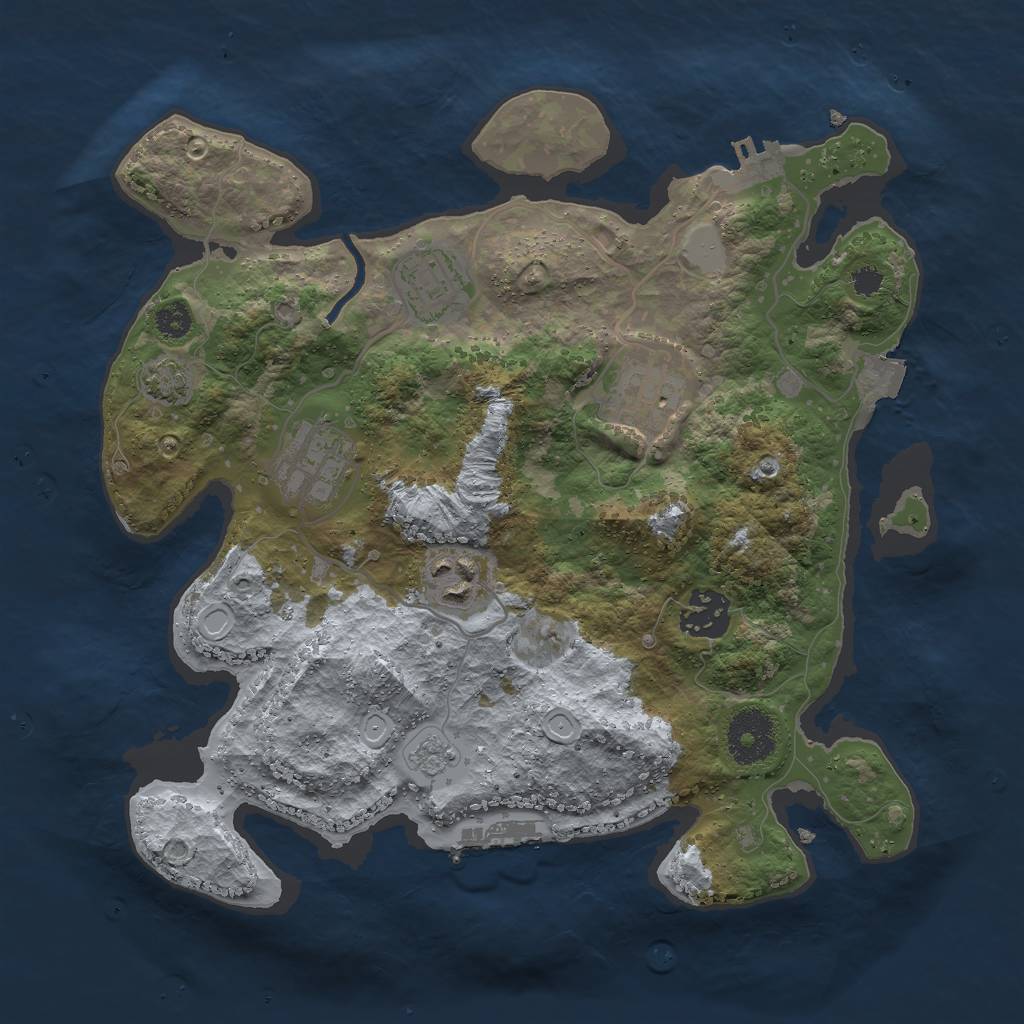 Rust Map: Procedural Map, Size: 3000, Seed: 222, 12 Monuments
