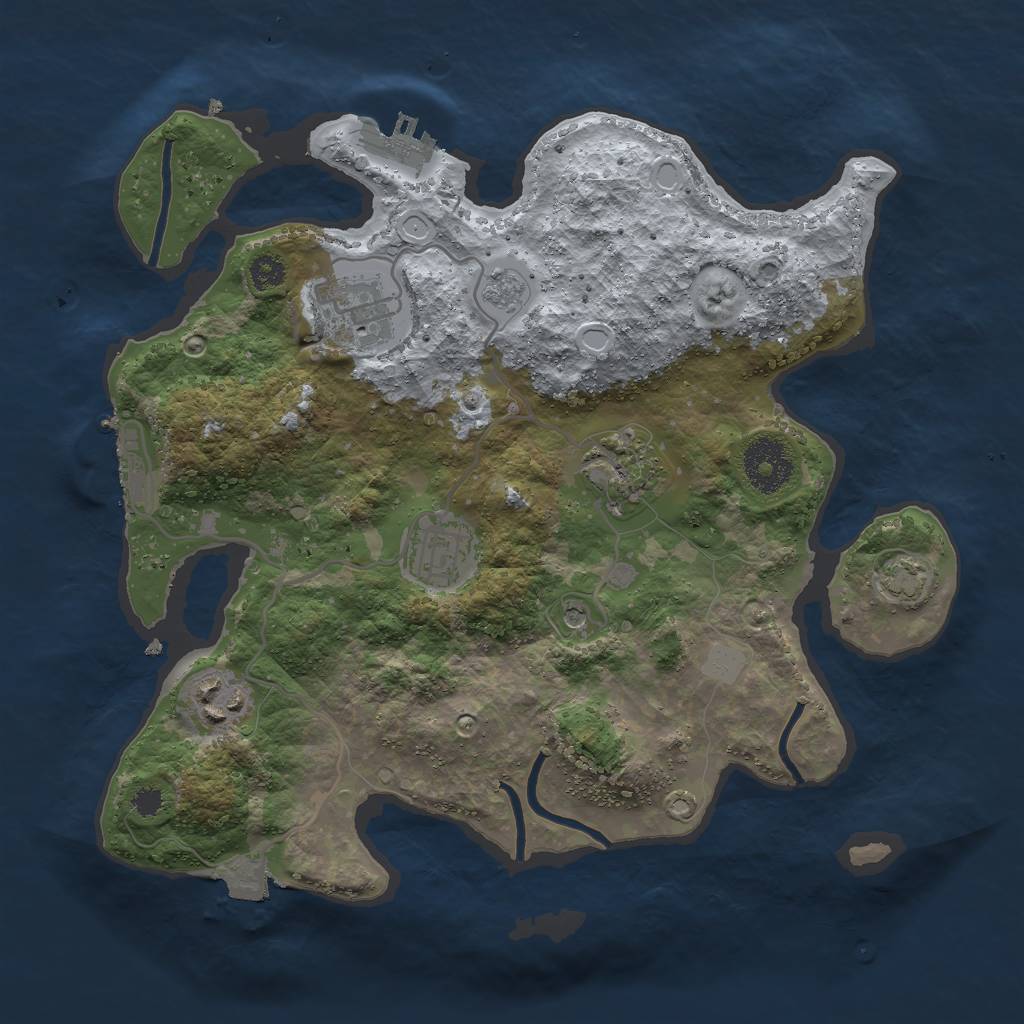 Rust Map: Procedural Map, Size: 3000, Seed: 621952908, 12 Monuments