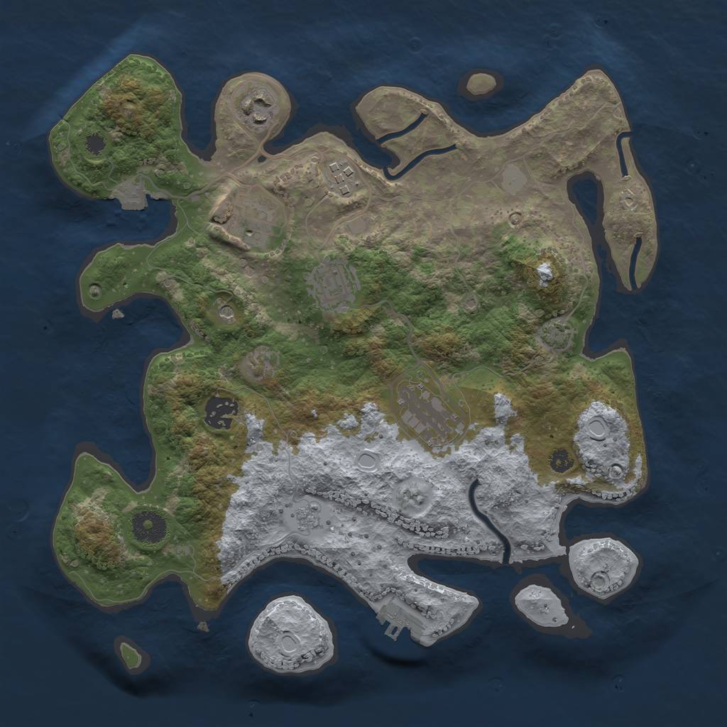 Rust Map: Procedural Map, Size: 3250, Seed: 619200856, 13 Monuments