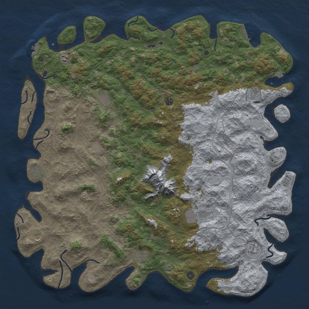 Rust Map: Procedural Map, Size: 6000, Seed: 105231714, 19 Monuments