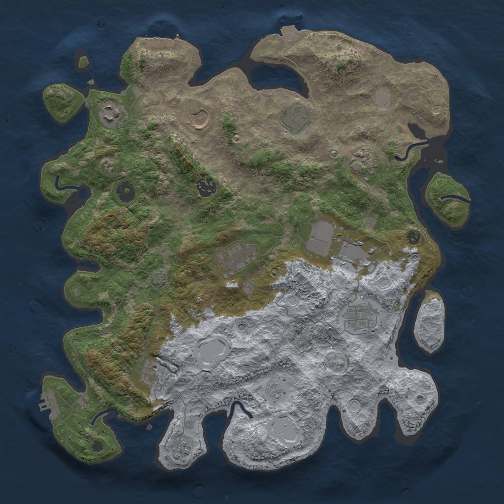 Rust Map: Procedural Map, Size: 3900, Seed: 41971032, 18 Monuments