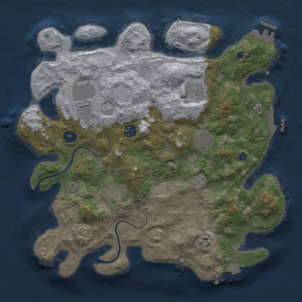 Rust Map: Procedural Map, Size: 3550, Seed: 58217547, 13 Monuments