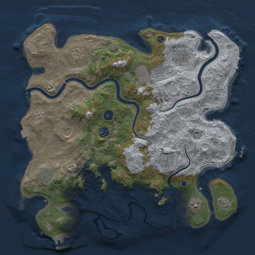 Rust Map: Procedural Map, Size: 3800, Seed: 85140248, 15 Monuments