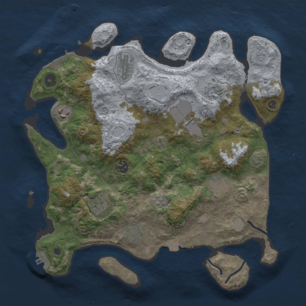 Rust Map: Procedural Map, Size: 3600, Seed: 16519702, 17 Monuments