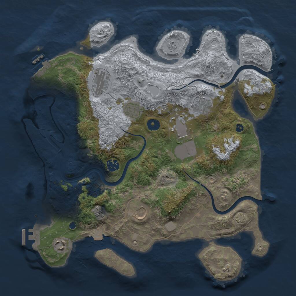 Rust Map: Procedural Map, Size: 3600, Seed: 16519702, 14 Monuments