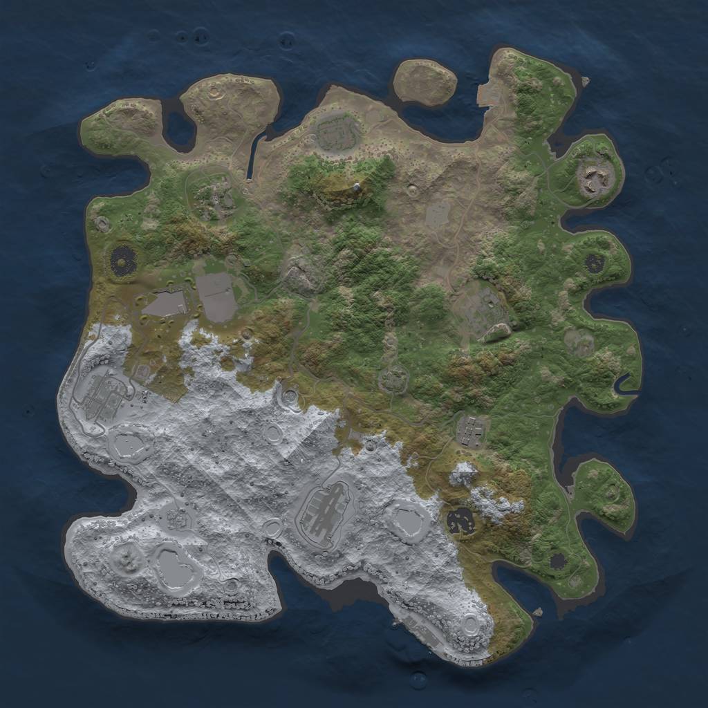 Rust Map: Procedural Map, Size: 3700, Seed: 74630688, 16 Monuments