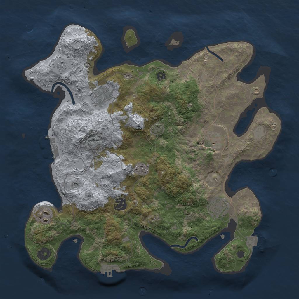 Rust Map: Procedural Map, Size: 3400, Seed: 54834259, 14 Monuments