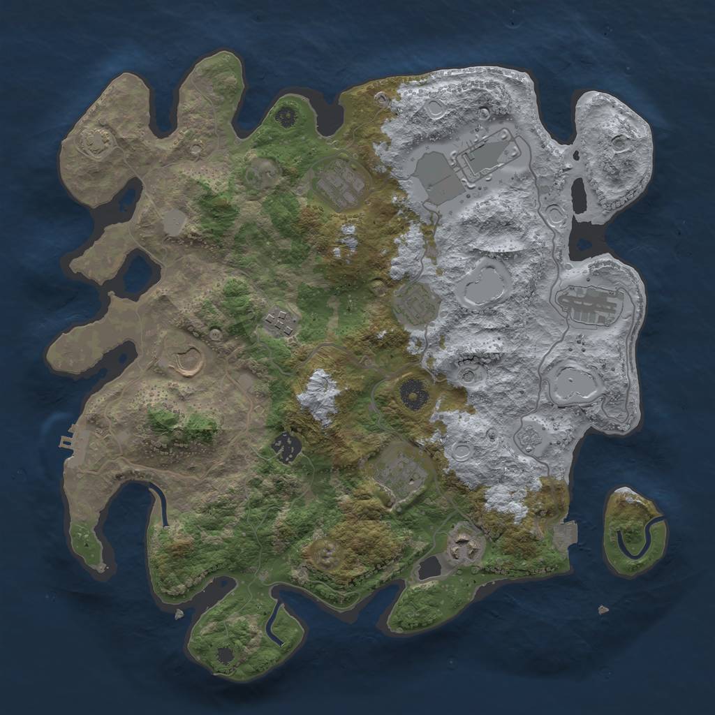 Rust Map: Procedural Map, Size: 3650, Seed: 19249055, 16 Monuments