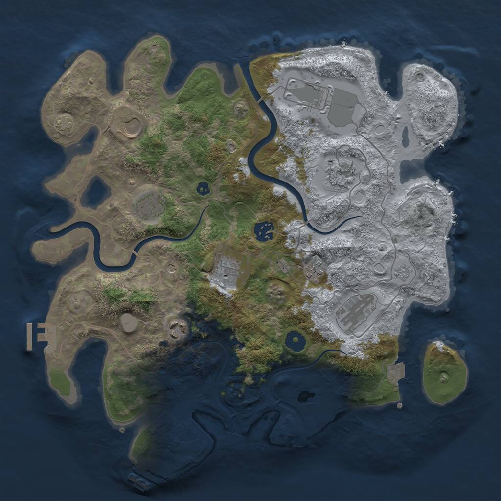 Rust Map: Procedural Map, Size: 3650, Seed: 19249055, 15 Monuments