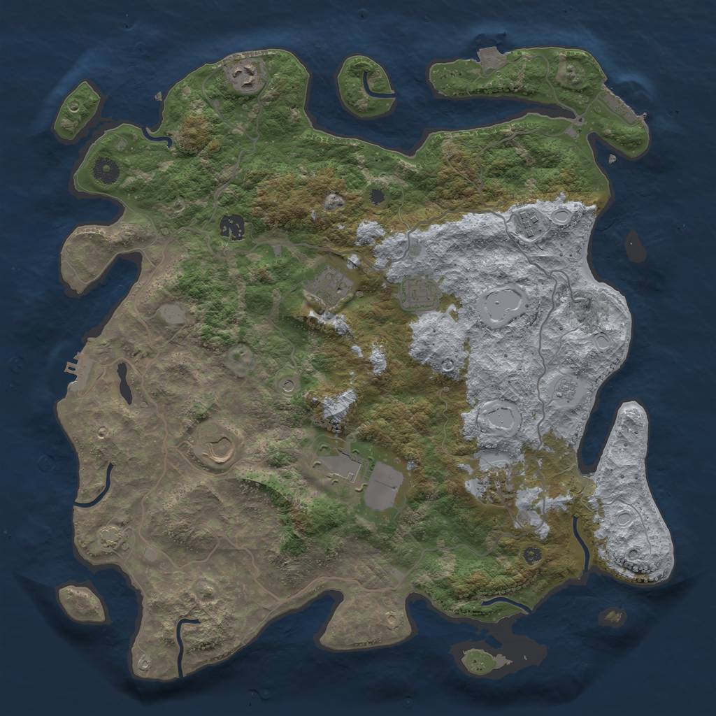 Rust Map: Procedural Map, Size: 4100, Seed: 80930081, 16 Monuments