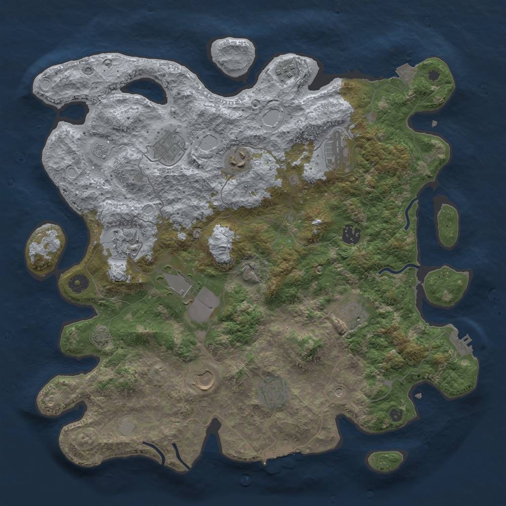 Rust Map: Procedural Map, Size: 3950, Seed: 9831492, 18 Monuments