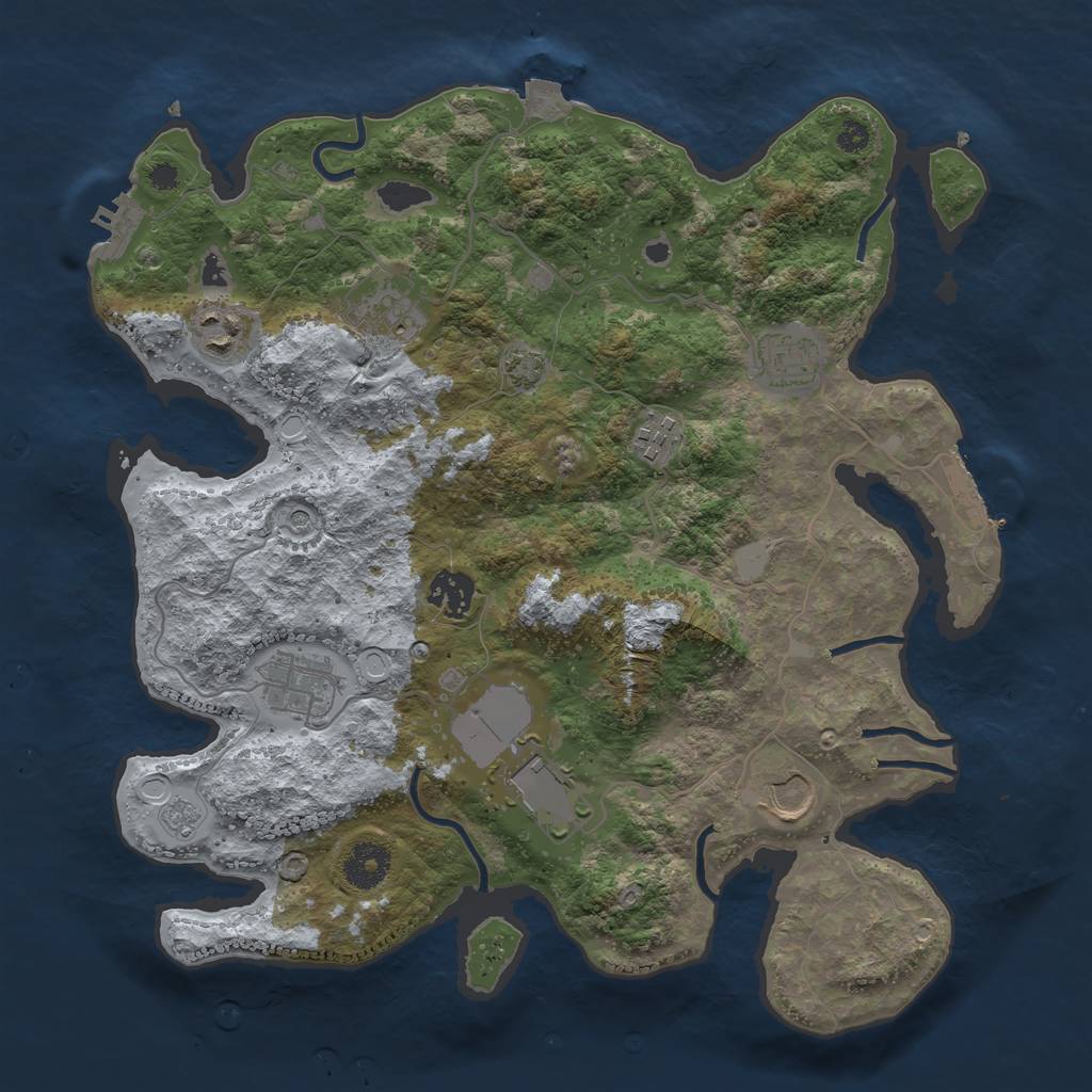 Rust Map: Procedural Map, Size: 3500, Seed: 57823066, 16 Monuments
