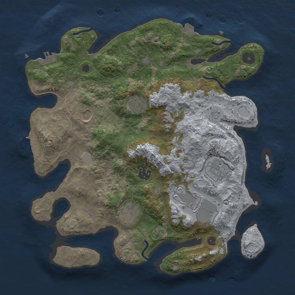 Rust Map: Procedural Map, Size: 3500, Seed: 12501859, 14 Monuments