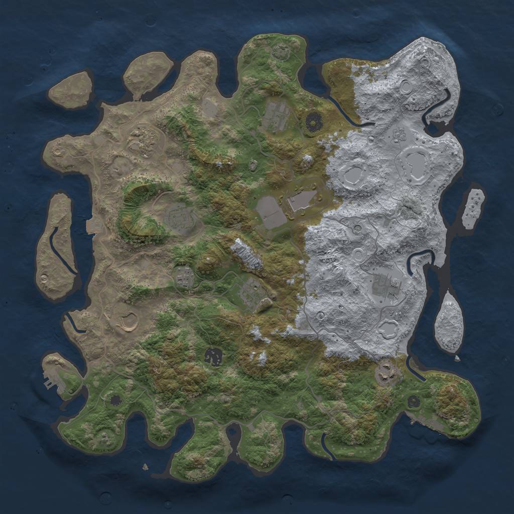 Rust Map: Procedural Map, Size: 4100, Seed: 87780752, 18 Monuments
