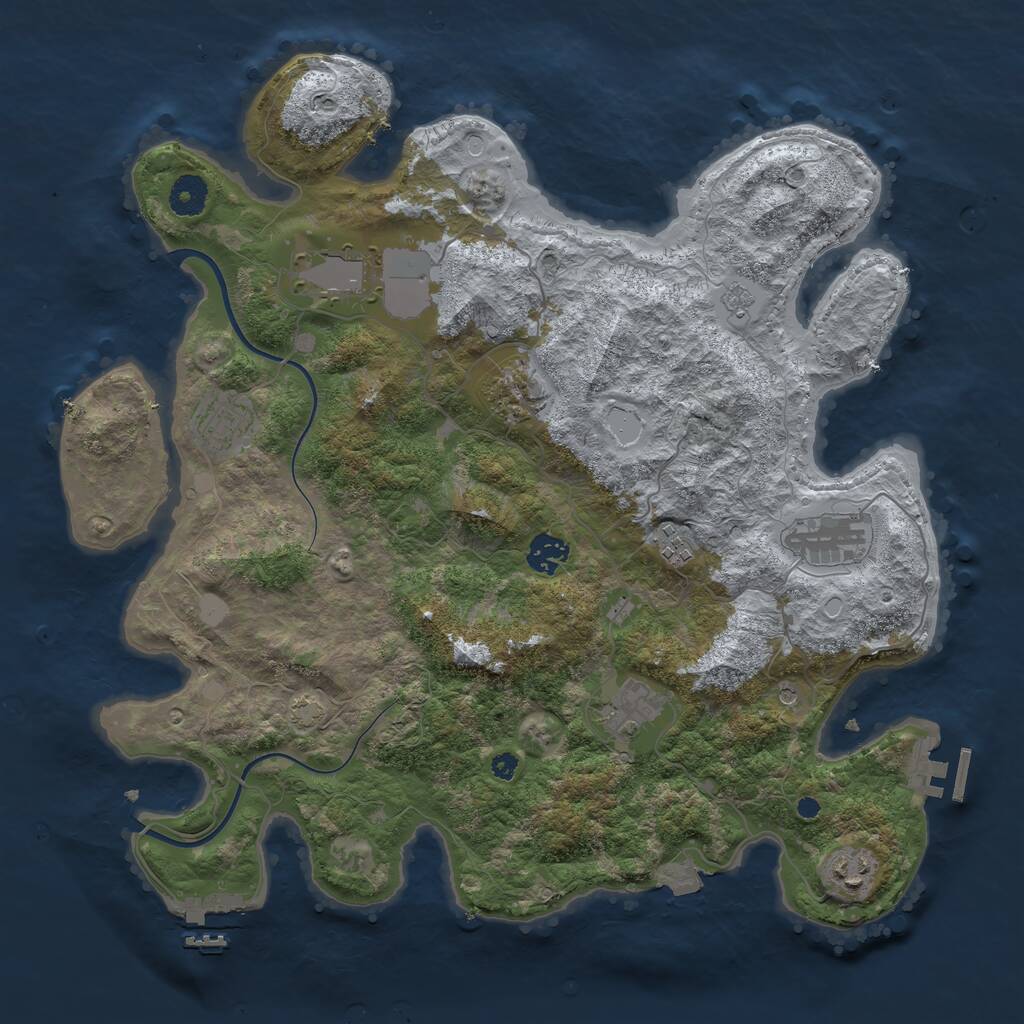 Rust Map: Procedural Map, Size: 3850, Seed: 3012383, 14 Monuments