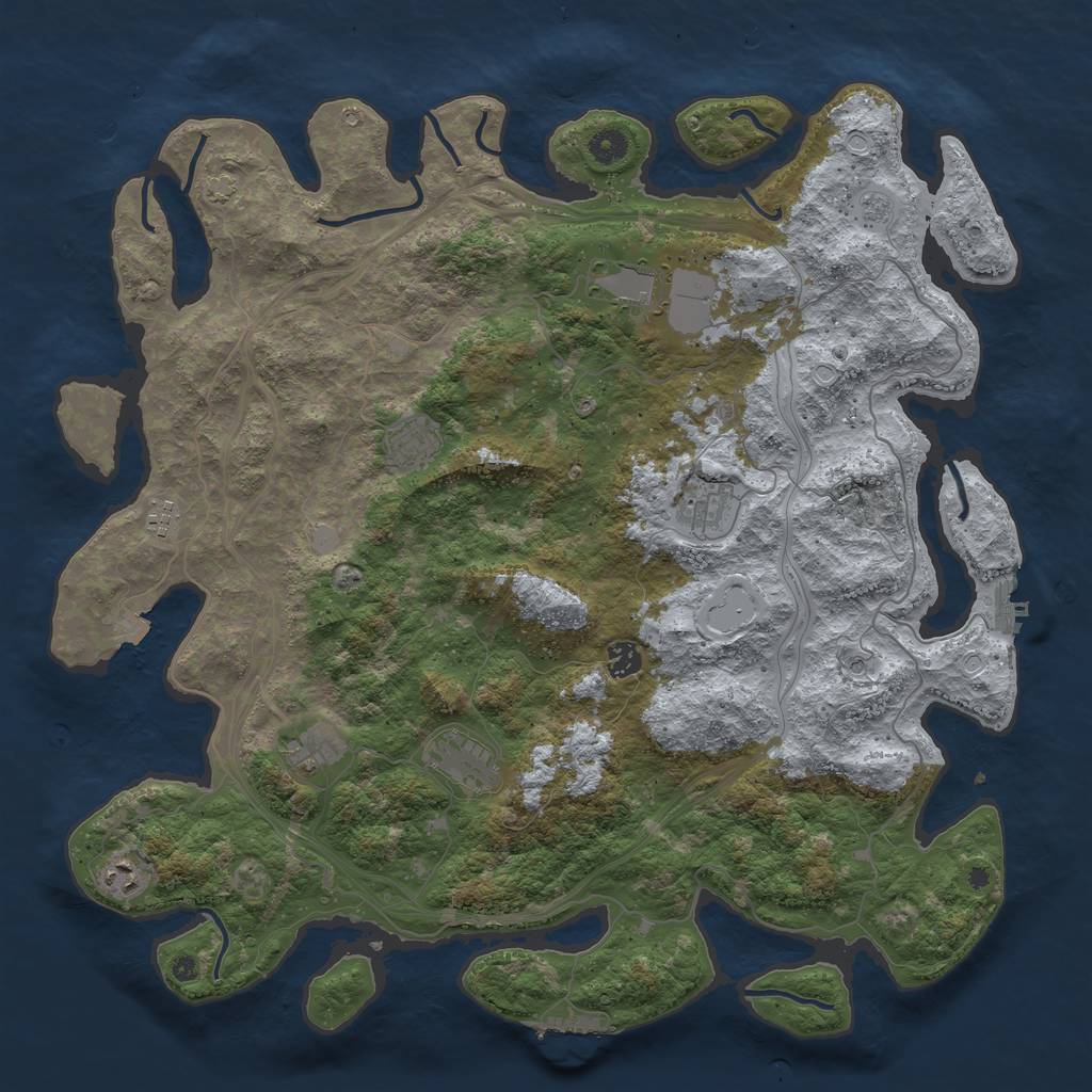 Rust Map: Procedural Map, Size: 4500, Seed: 1788400998, 16 Monuments