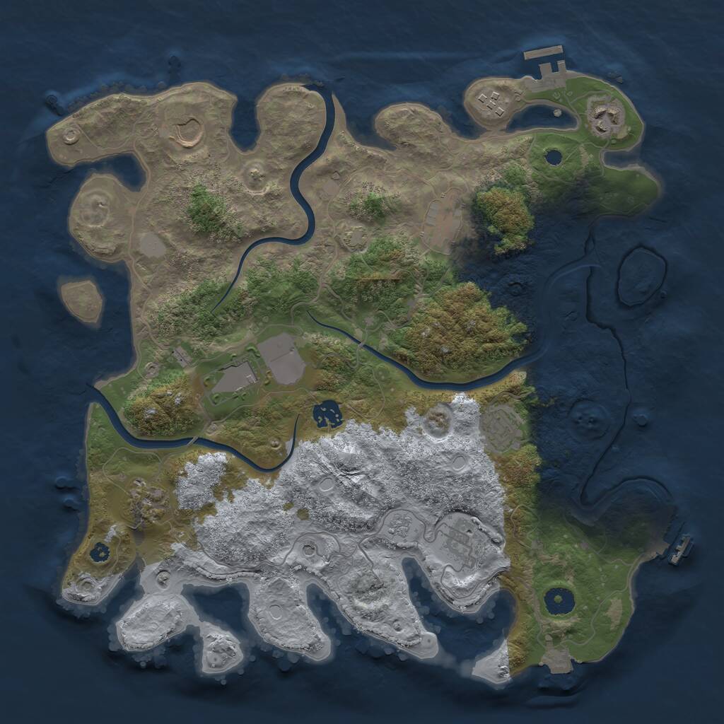 Rust Map: Procedural Map, Size: 3750, Seed: 21153418, 15 Monuments