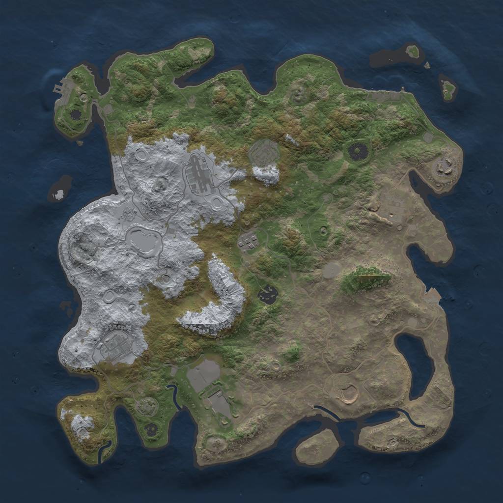 Rust Map: Procedural Map, Size: 3950, Seed: 105120000, 17 Monuments