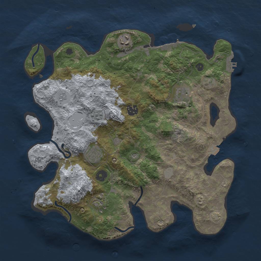 Rust Map: Procedural Map, Size: 3450, Seed: 39093943, 14 Monuments