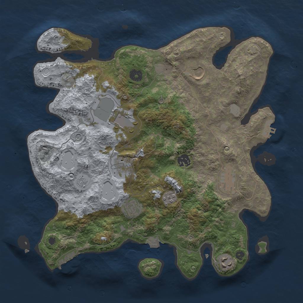 Rust Map: Procedural Map, Size: 3550, Seed: 2607759, 16 Monuments