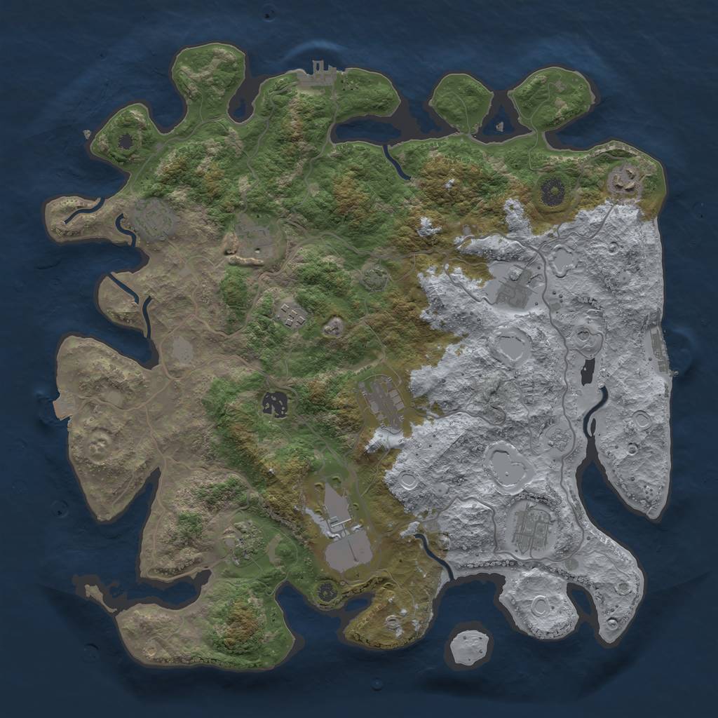 Rust Map: Procedural Map, Size: 4000, Seed: 93411705, 18 Monuments