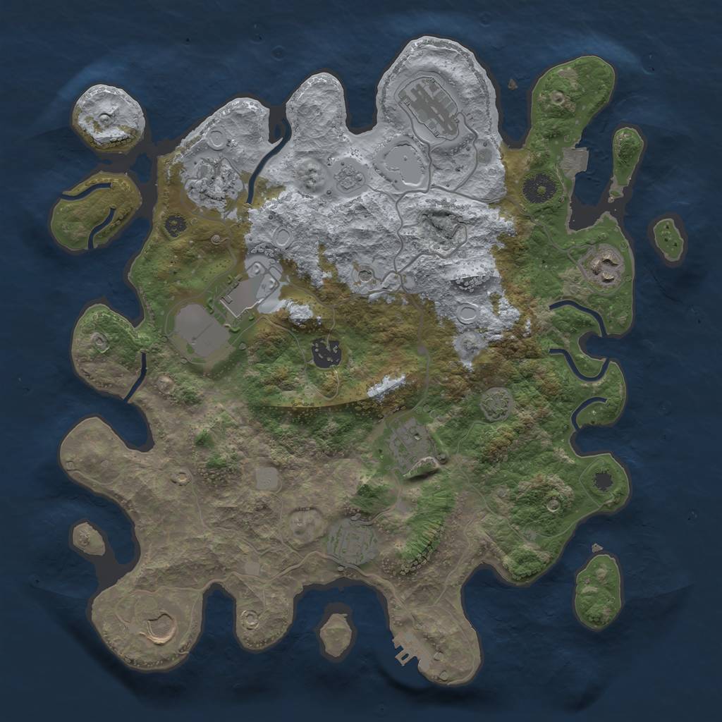 Rust Map: Procedural Map, Size: 3500, Seed: 41219499, 15 Monuments