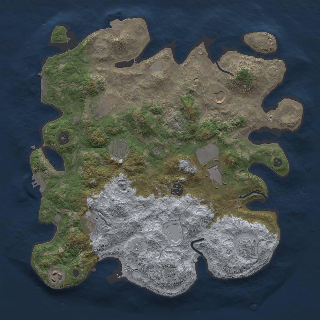 Rust Map: Procedural Map, Size: 3750, Seed: 23253879, 17 Monuments