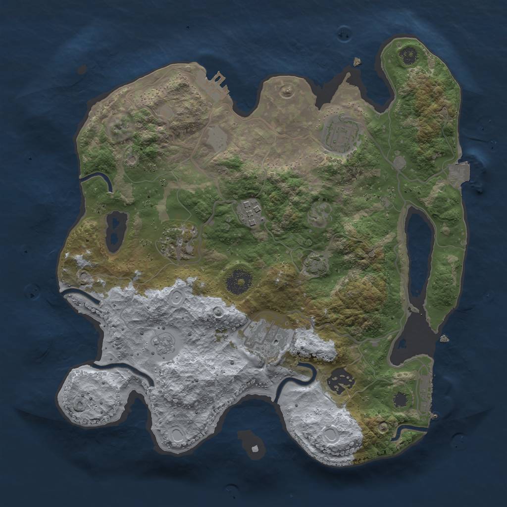 Rust Map: Procedural Map, Size: 3000, Seed: 47588509, 12 Monuments