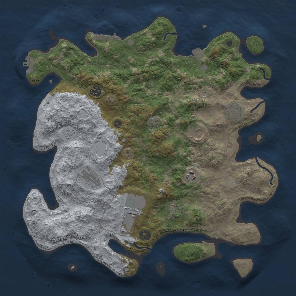 Rust Map: Procedural Map, Size: 3900, Seed: 24162907, 15 Monuments